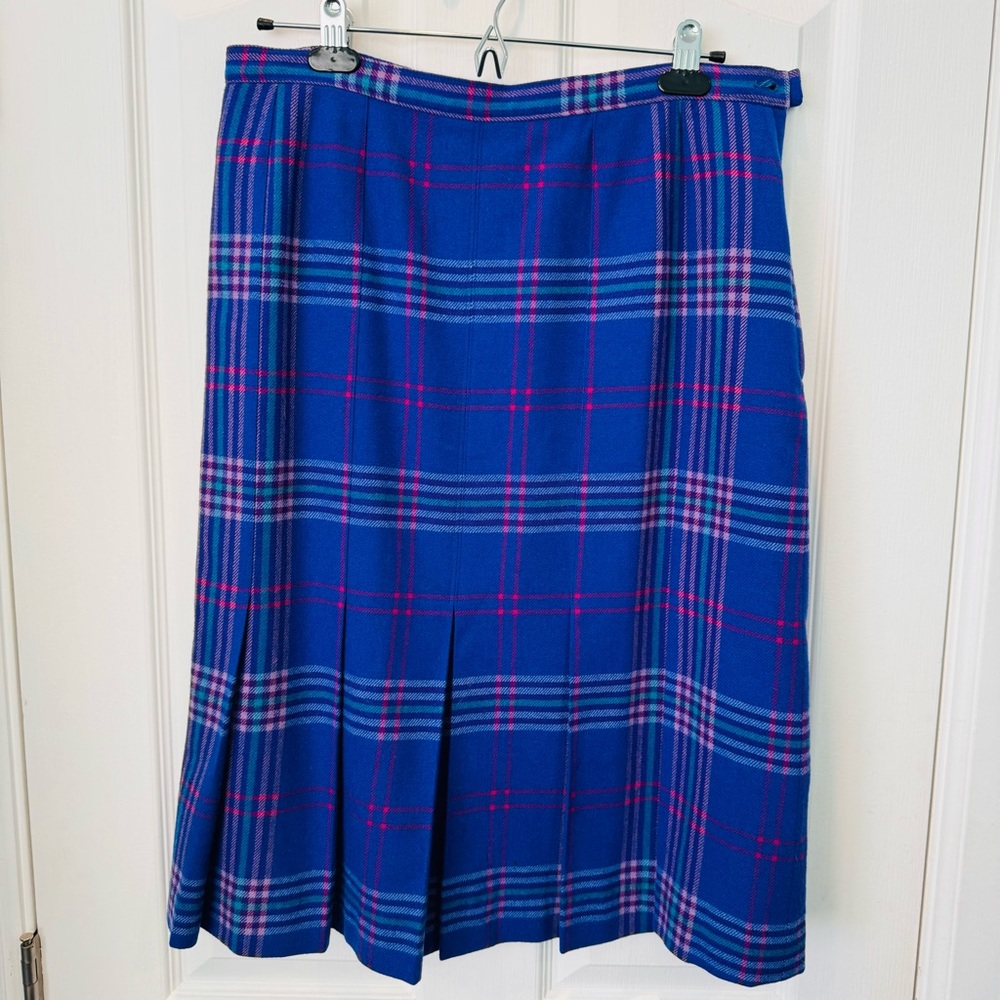 Pendleton Wool Rare Bright Blue Pleated Skirt M